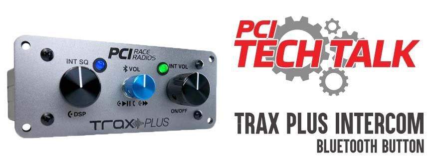 Trax Plus Intercom Bluetooth button close-up on American-made stereo intercom device