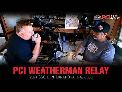 PCI Weatherman Relay team coordinating communication and GPS support during 2021 SCORE International Baja 500 offroad race
