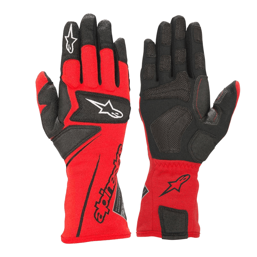 Alpinestars Tech M Pit Gloves with flame-resistant aramid fiber and silicone grip patches designed for pit crew safety and dexterity