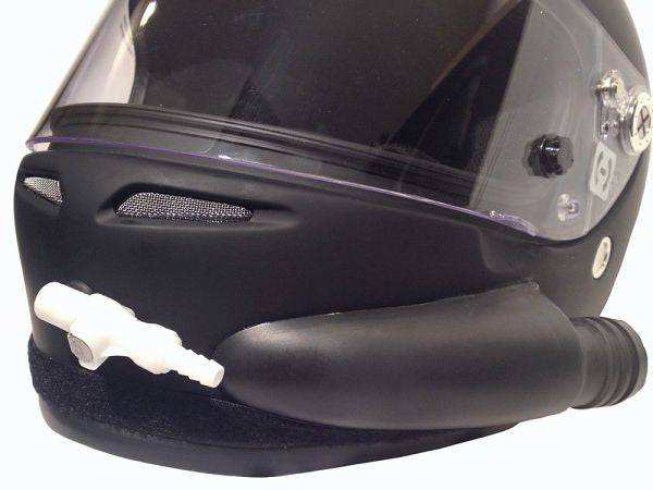 Hydration kit installation on a helmet with bite valve and quick release connector options