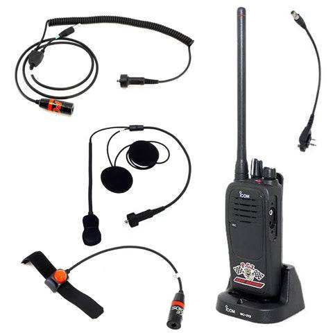 Motorcycle quad communication package with Icom F1000 radio and helmet wiring kit