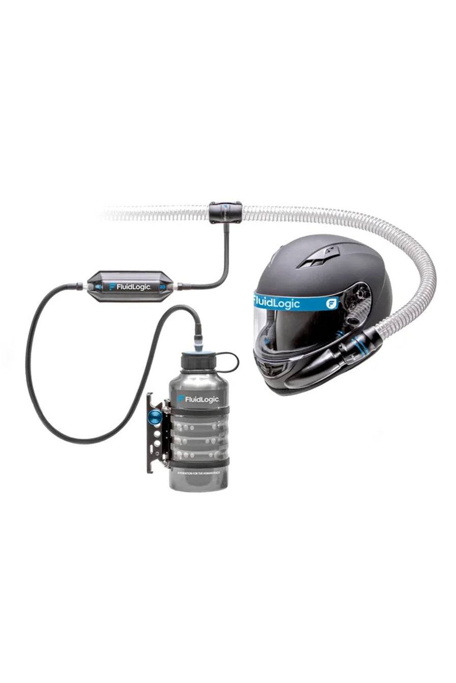FluidLogic VMR Hydration system with helmet and containment bottle.