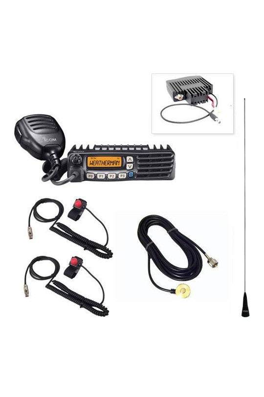 Radio Add On Package with mobile radio, antenna, coax, and push-to-talk buttons for intercom upgrade.