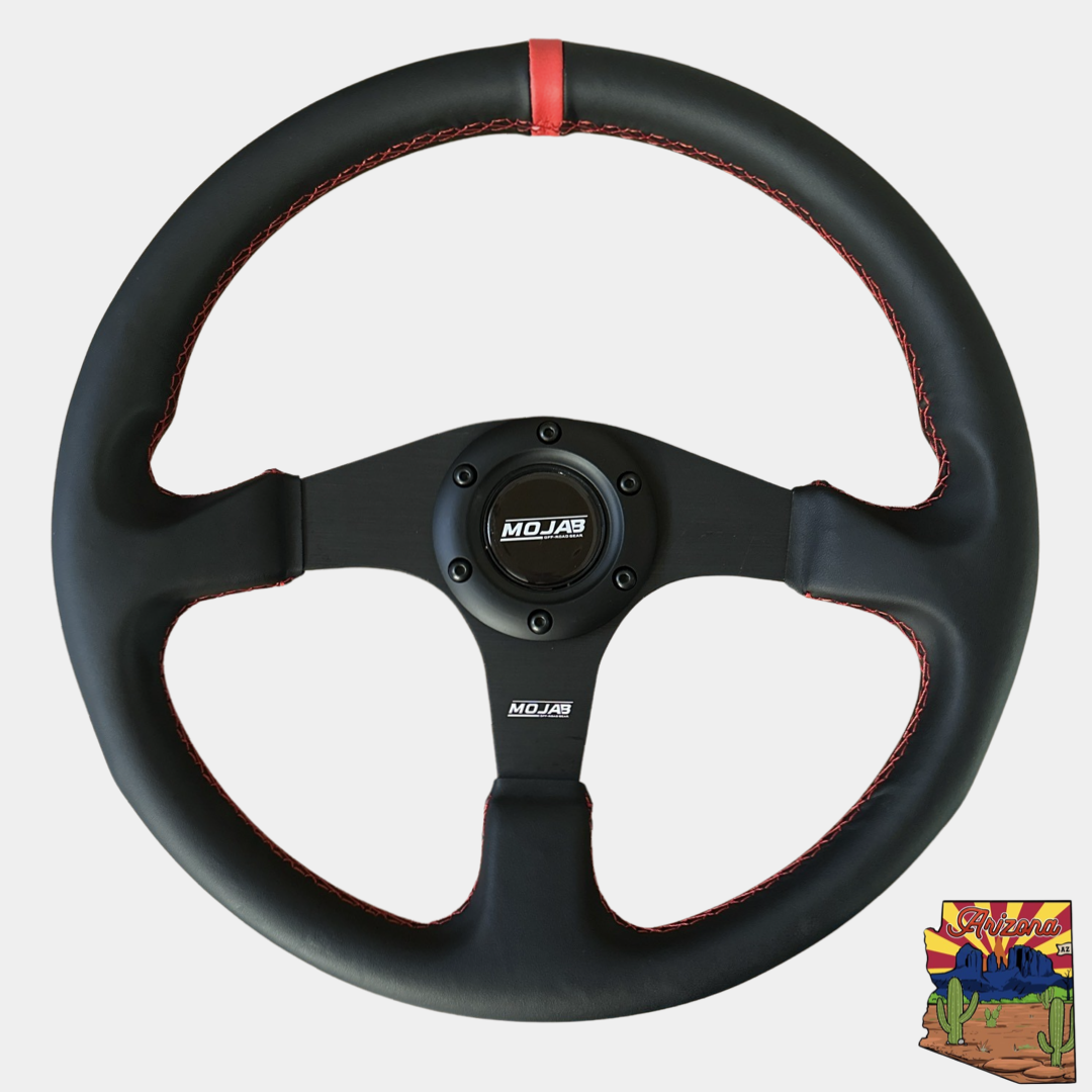 MOJAB 13.5'' Flat Steering Wheel - Leather or Suede | High-Quality