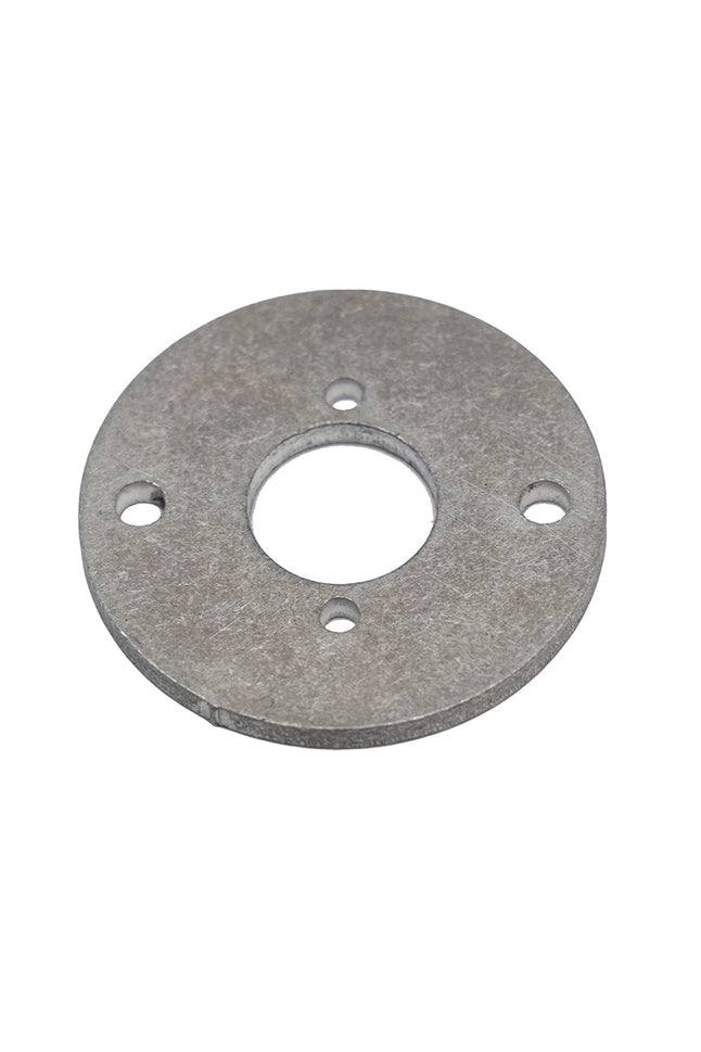 Flush Mount Unfinished Upholstery Plate with central hole and four mounting holes.