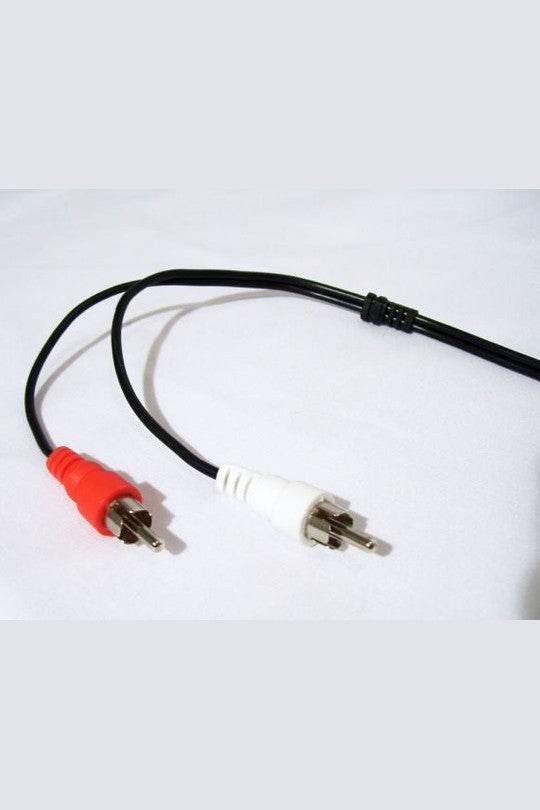 RCA - 9 pin low level stereo adapter with red and white connectors.