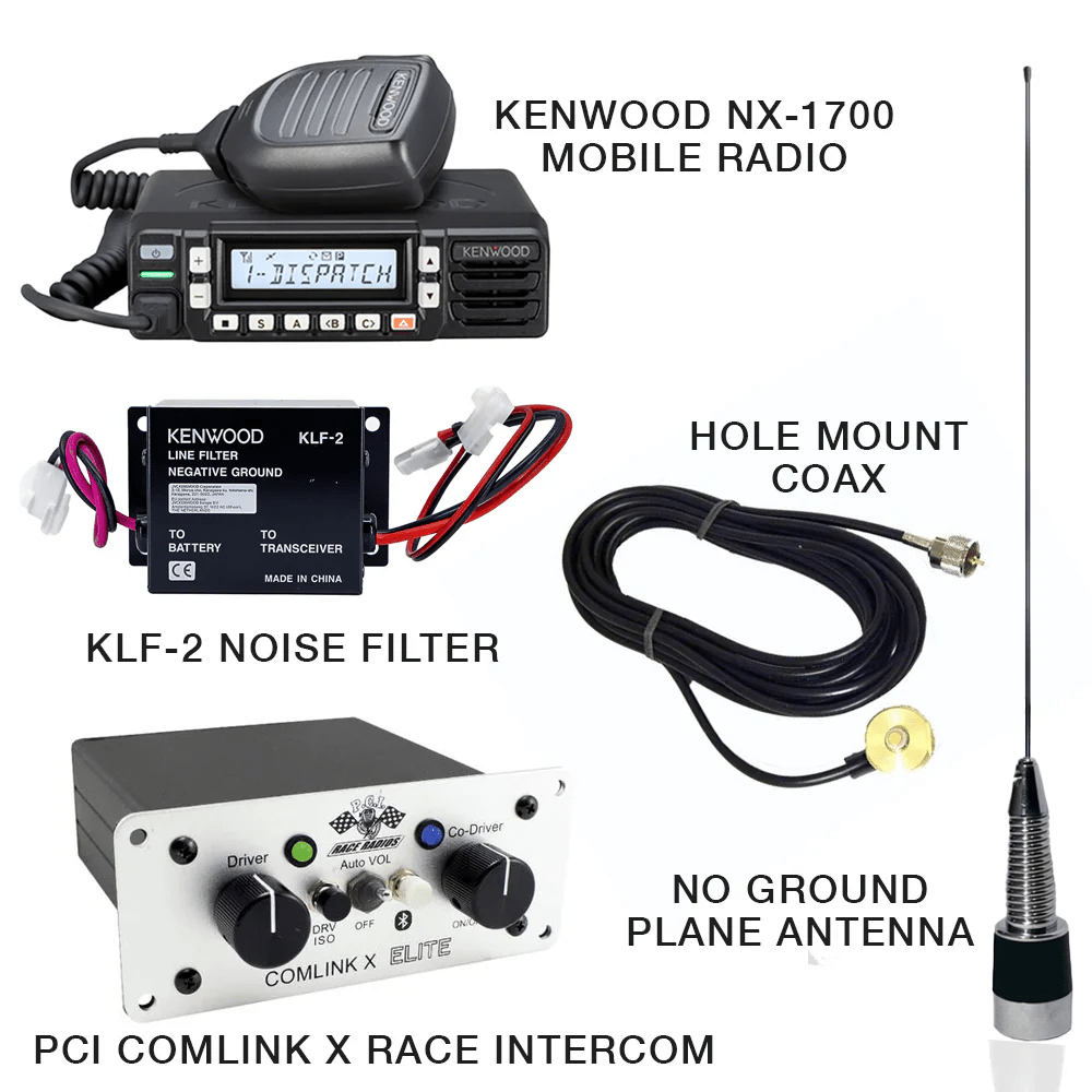 Comlink X Intercom and Kenwood NX-1700 race communication package with DSP and Bluetooth features