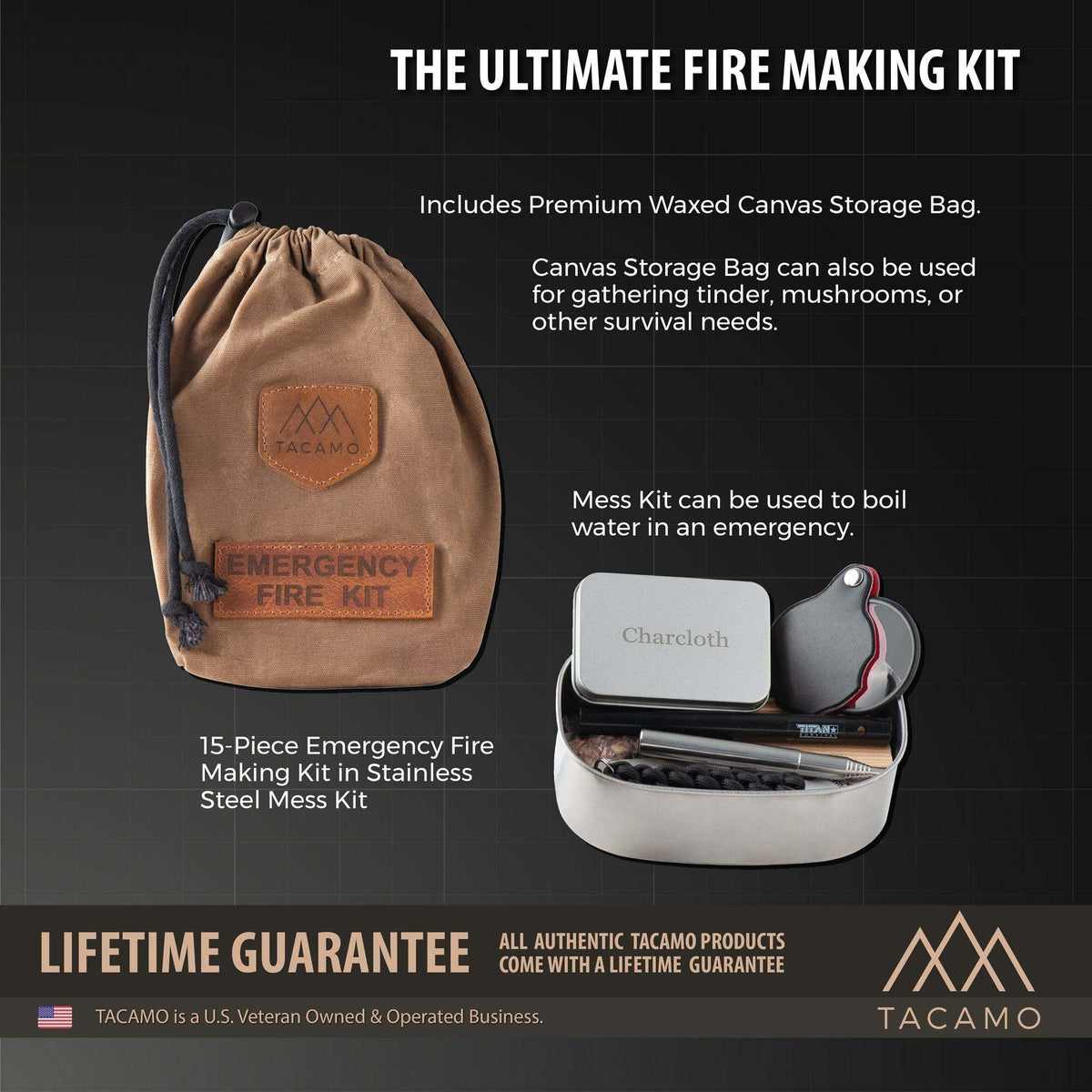 TACAMO 15-Piece Emergency Fire Kit - Survival Solution