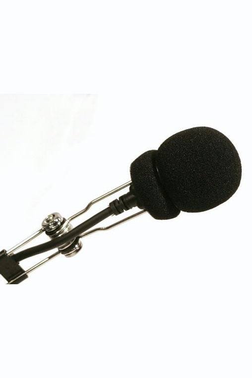 Foam mic sock on a microphone.
