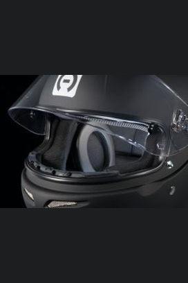 Custom PCI Ear Cup installed in HJC helmet for enhanced comfort.