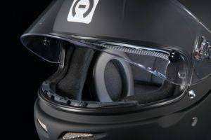 Custom PCI Ear Cup installed on a new HJC helmet showing tight fit and comfort considerations