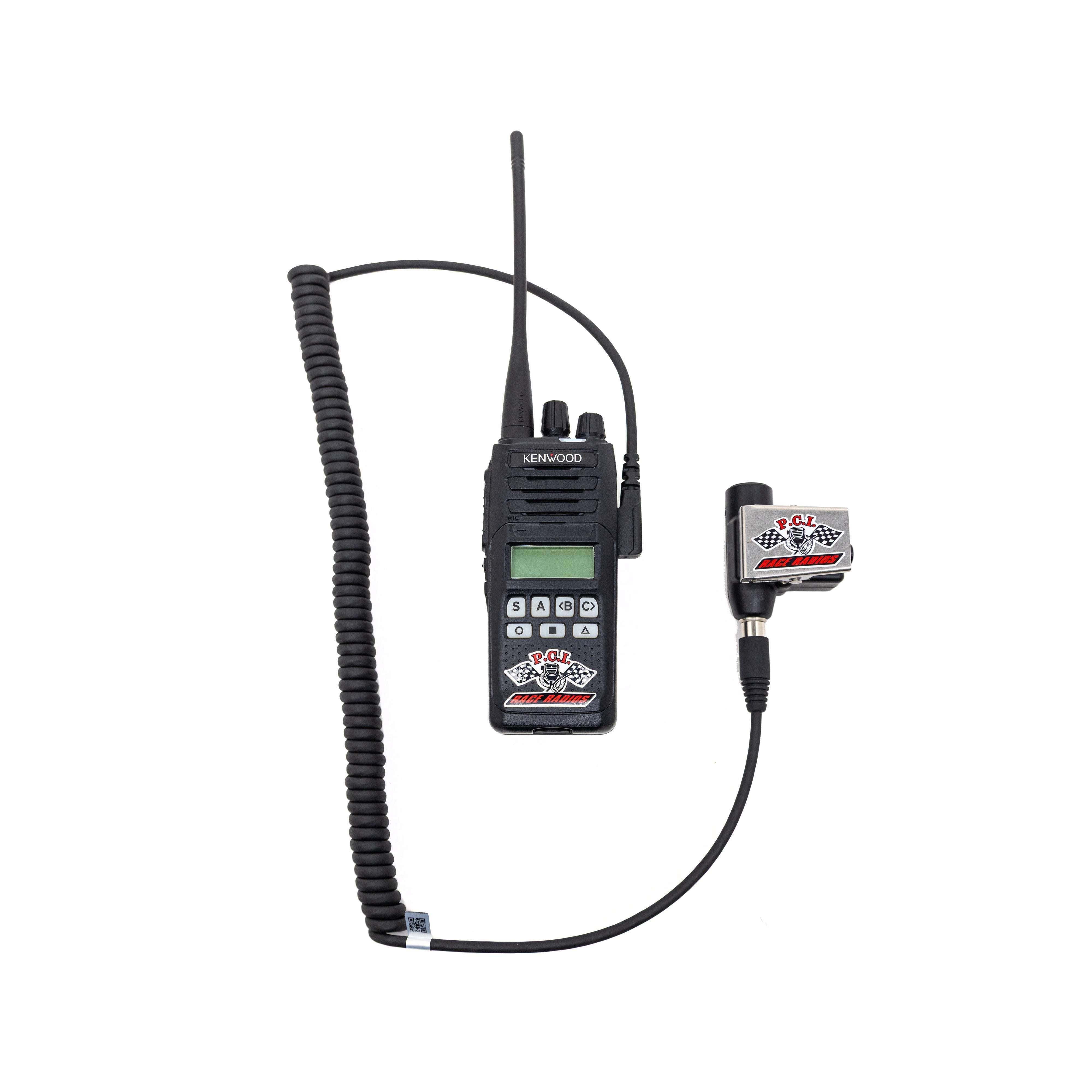 Kenwood Co-Driver Package with handheld radio and PTT adapter for helmet connection.