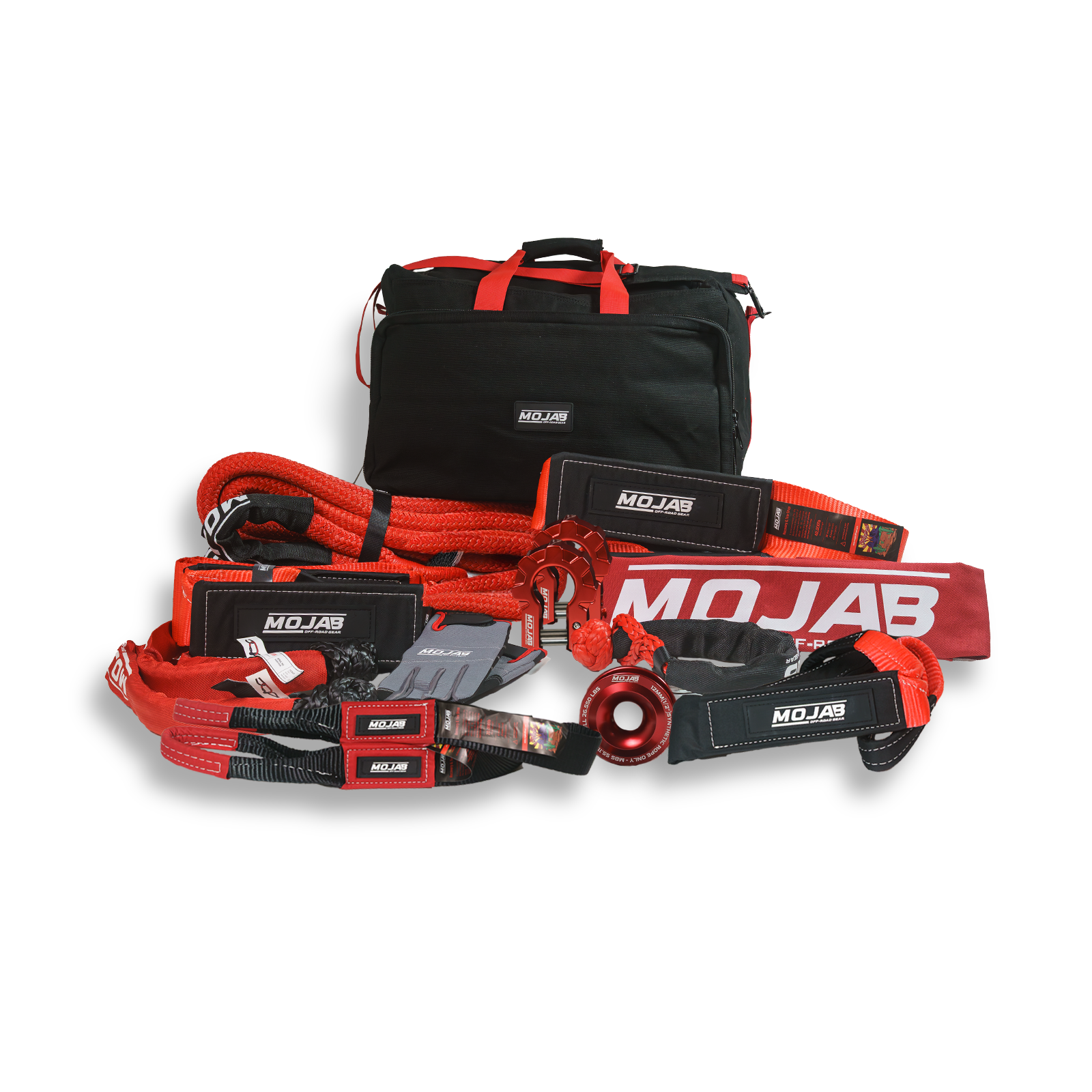 Extreme Recovery Kit with 14 recovery items, storage bags, and Velcro tapes for off-road vehicle recovery