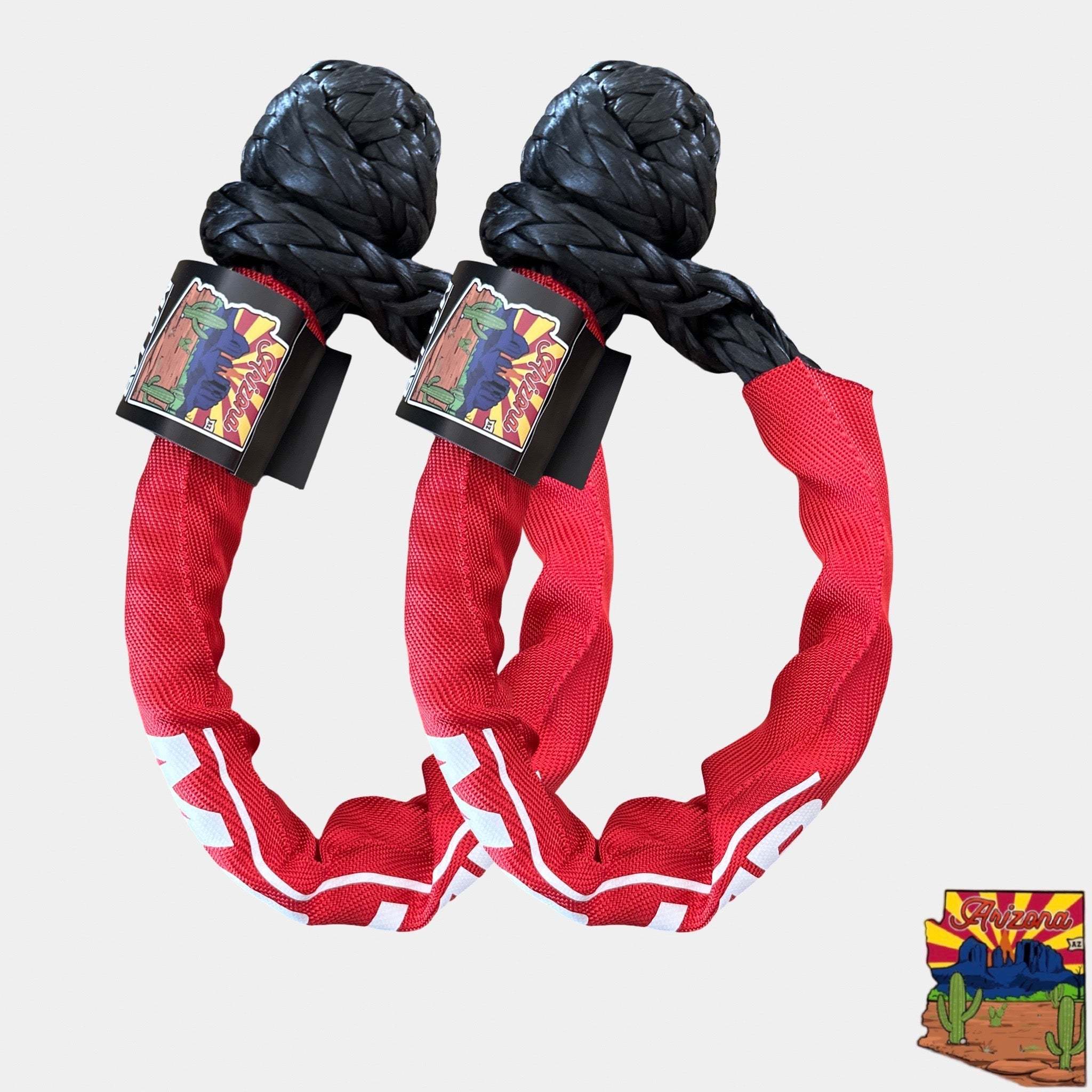 Limited Edition 1/2 inch x 24 inch black soft shackle with red protective sleeve and lifetime warranty, durable UHMWPE fiber, break strength 46,000 lbs, ideal for off-road recovery