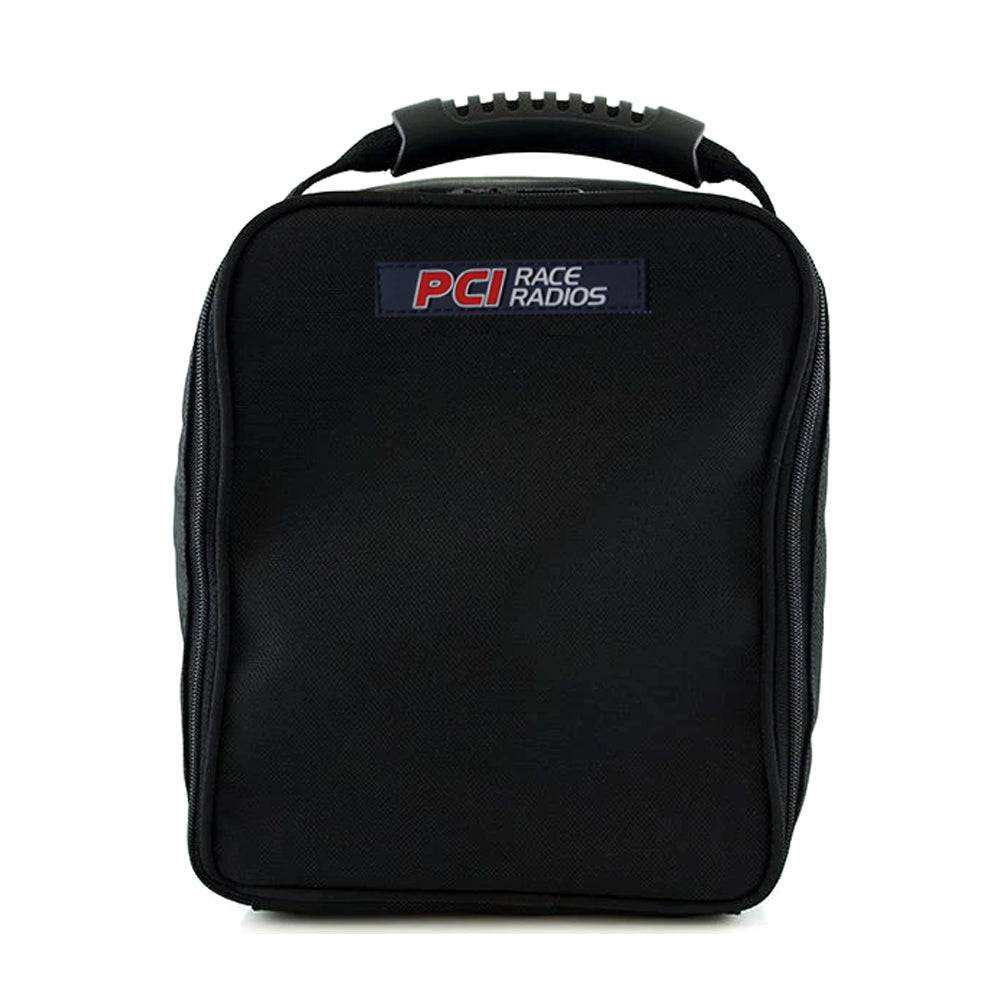 Durable headset bag with foam padding and accessory pouch for safe storage of two or four headsets