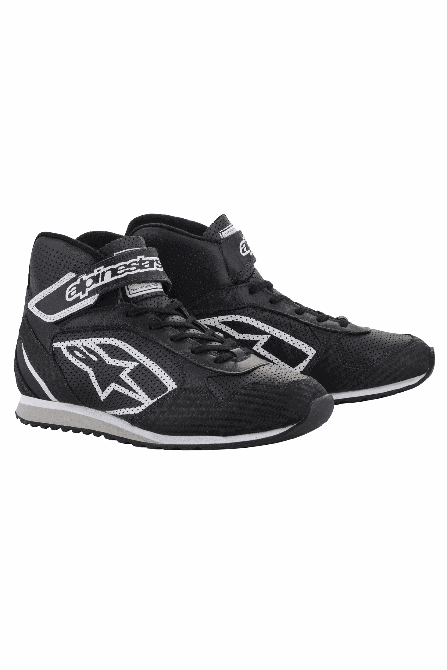 Alpinestars Radar Racing Shoes in black with fireproof Nomex and reinforced heel and toe for professional pit-crew use