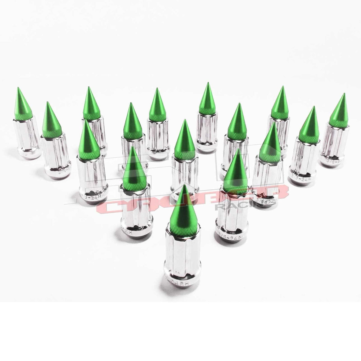 3/8 x 24 Chrome Spiked Lug Nuts Anodized - 16 Pack