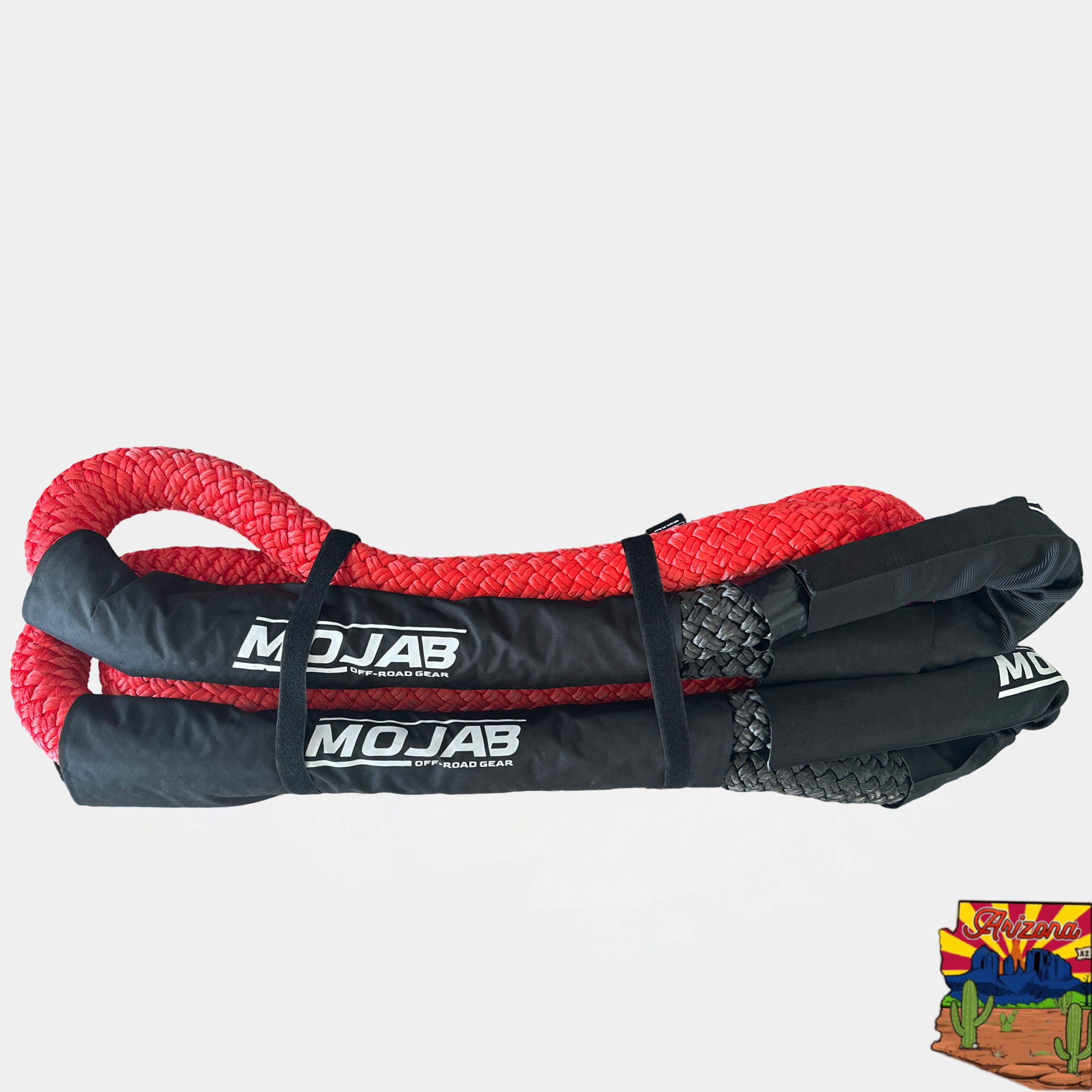 Extreme duty 2 inch by 30-foot kinetic recovery rope by MOJAB with protective sleeve and lifetime warranty