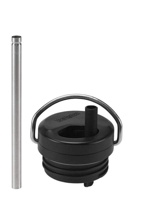 32 Oz wide mouth water bottle cap and straw from Klean Kanteen, black.