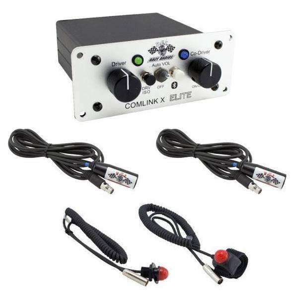 Comlink X Elite Race Intercom device with driver isolation and Bluetooth connectivity for racing communication