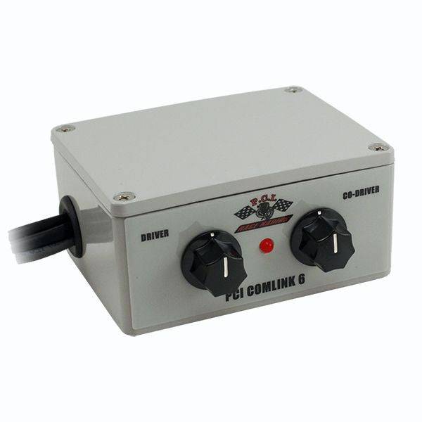 Comlink 6 Racing Intercom in sturdy water-resistant case with clear noise-free audio and panel mount PTT buttons