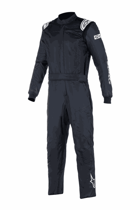 Alpinestars Atom 2 Layer black driving suit with SFI 3.2A/5 certification and ergonomic fit