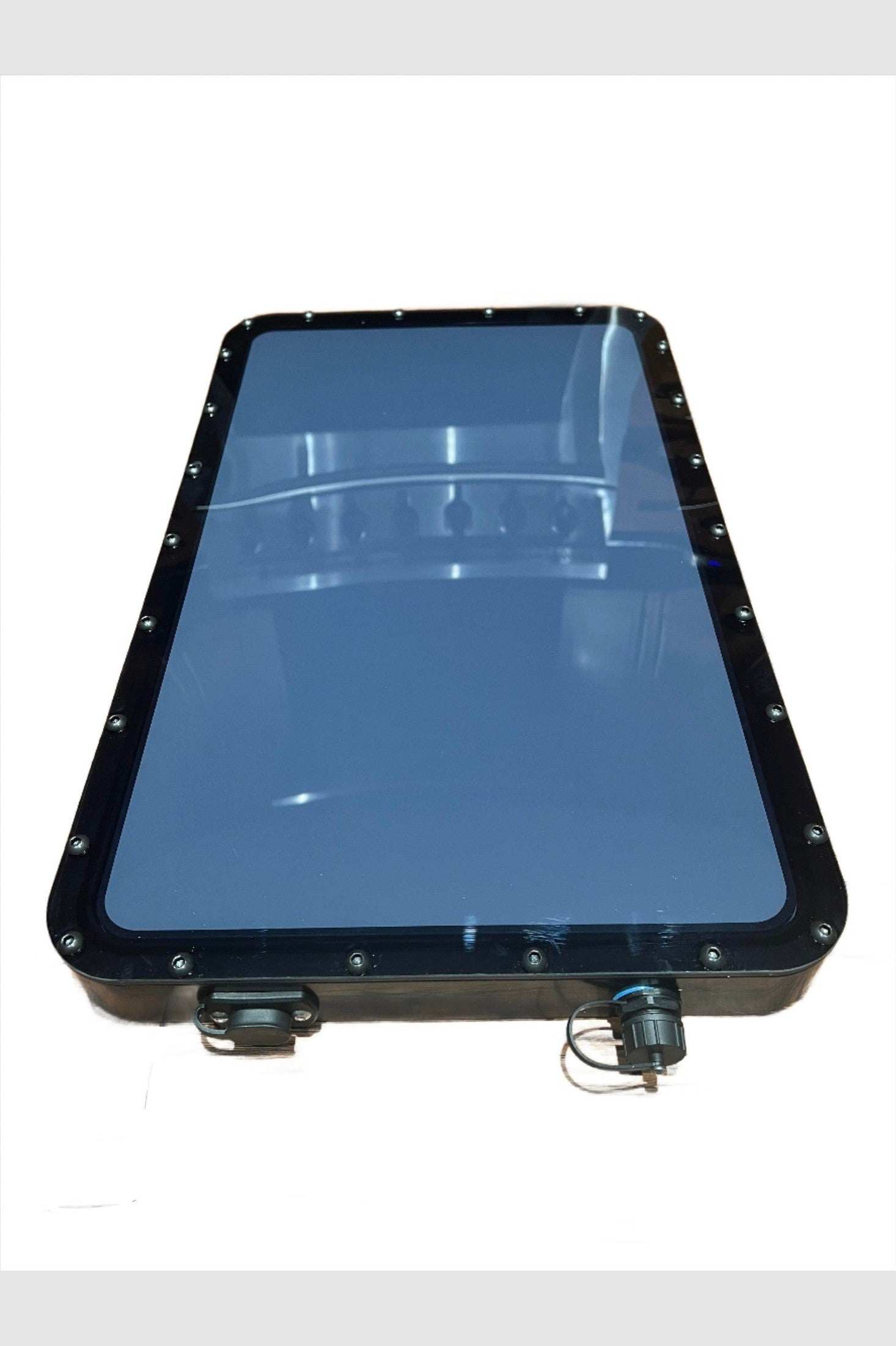 Star-Mount All In One 12v Flat Mount for Gen 2 Starlink, black case, external RJ45 plug, flat profile design.