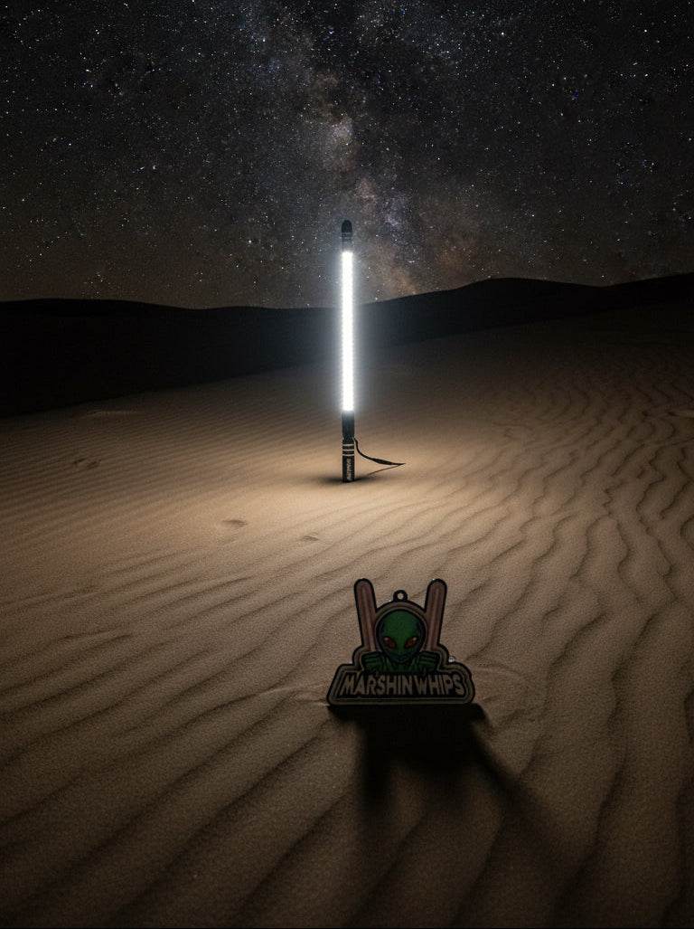 Insta 360 GoPro camera mount whip with LED support on beach sand