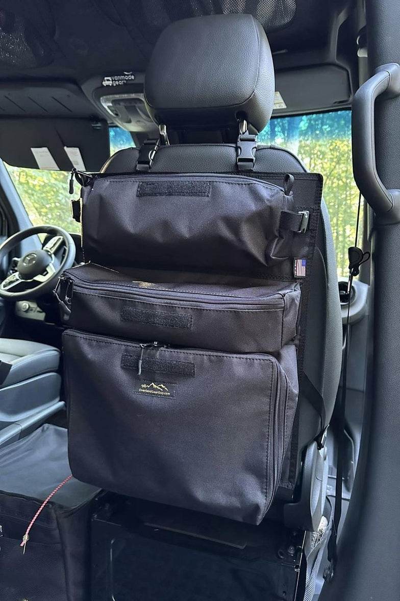 Arches Overlander 1 Seat Organizer installed in vehicle for optimal storage.
