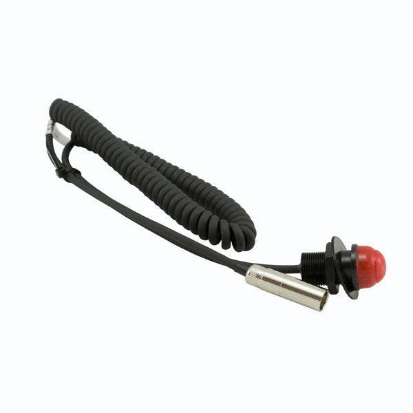 Panel Mount PTT button installed for vehicle communication with male and female compatibility options