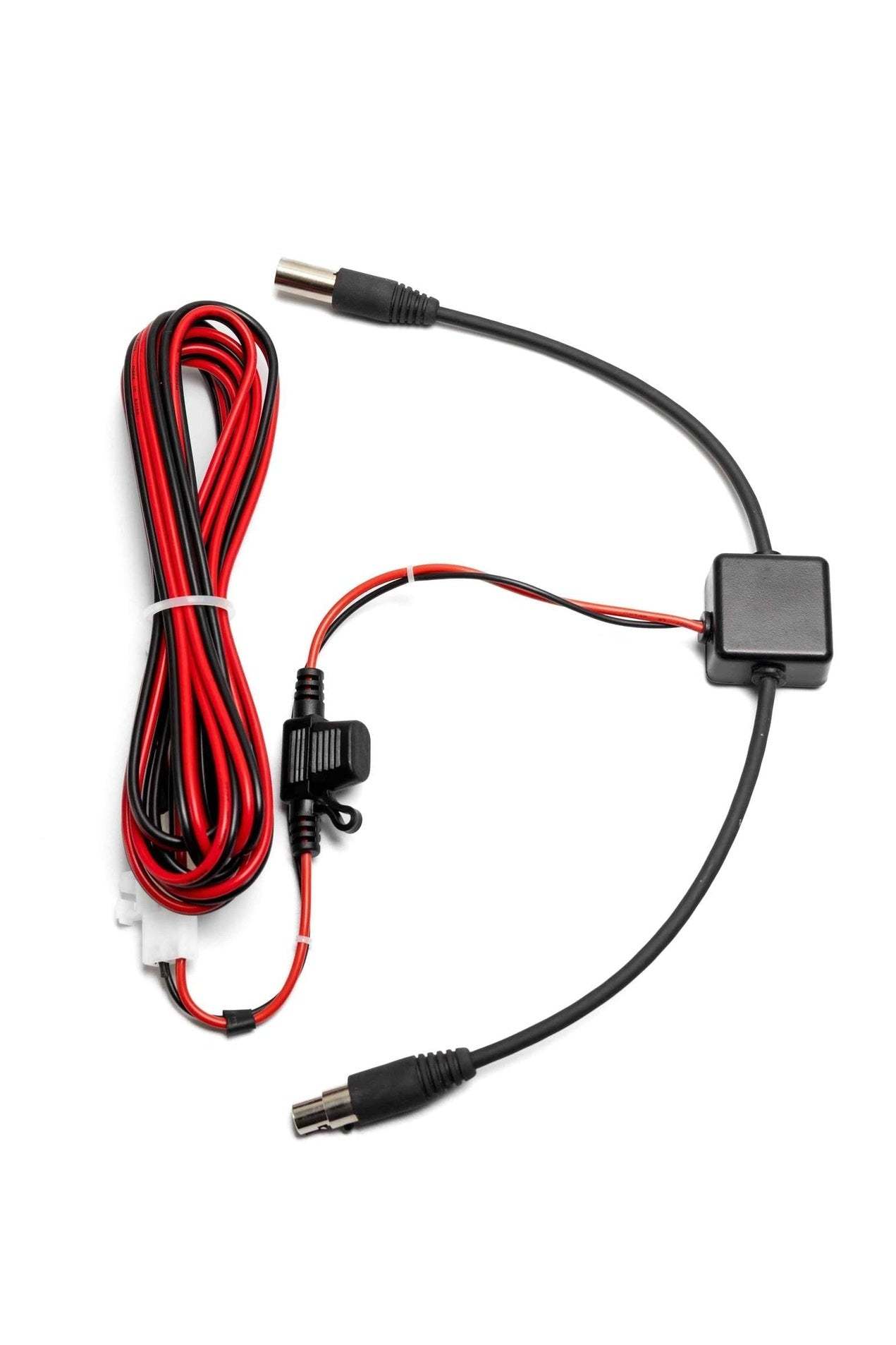 Sat100 Inline Audio Amplifier adapter cable for Icom SAT100 radio with male to female TA5 connectors and 12V power input