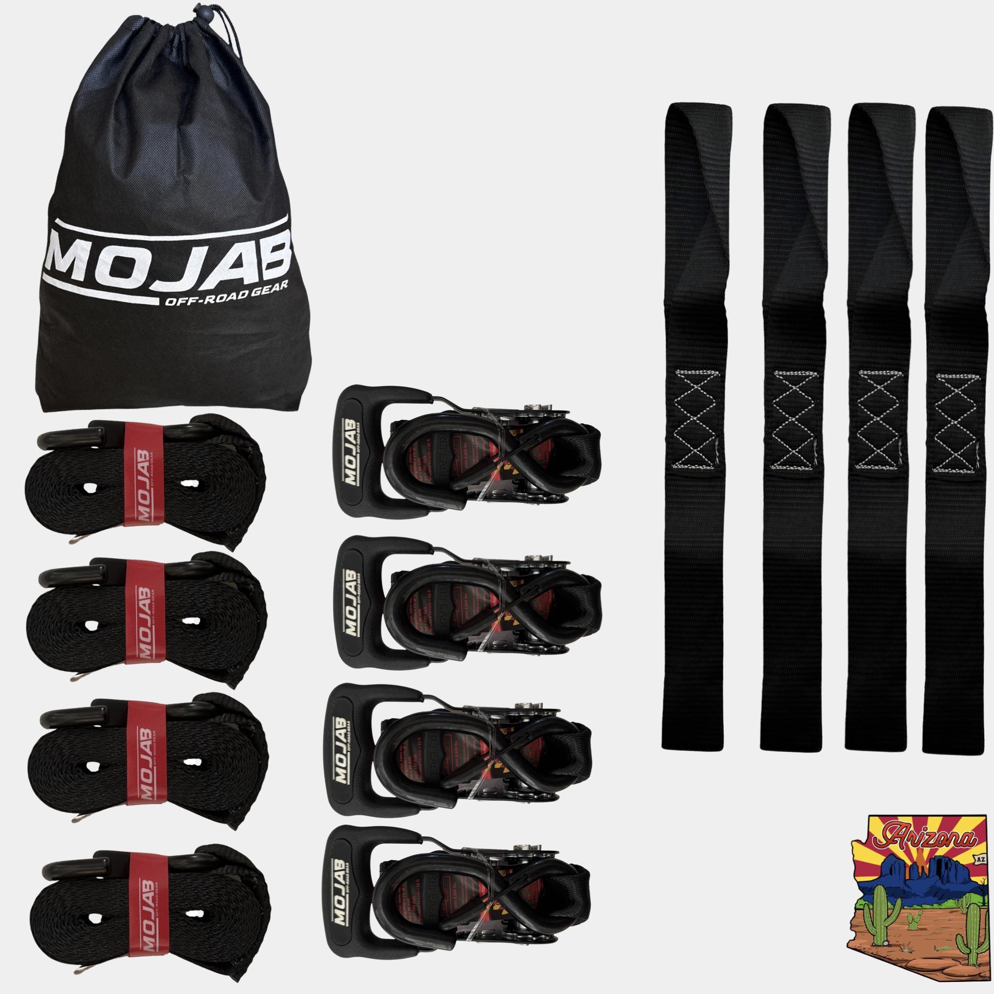 Ratchet Tie-Down Set - 4 Pack, 1.6" x 15 FT. | Secure Your Cargo Easily