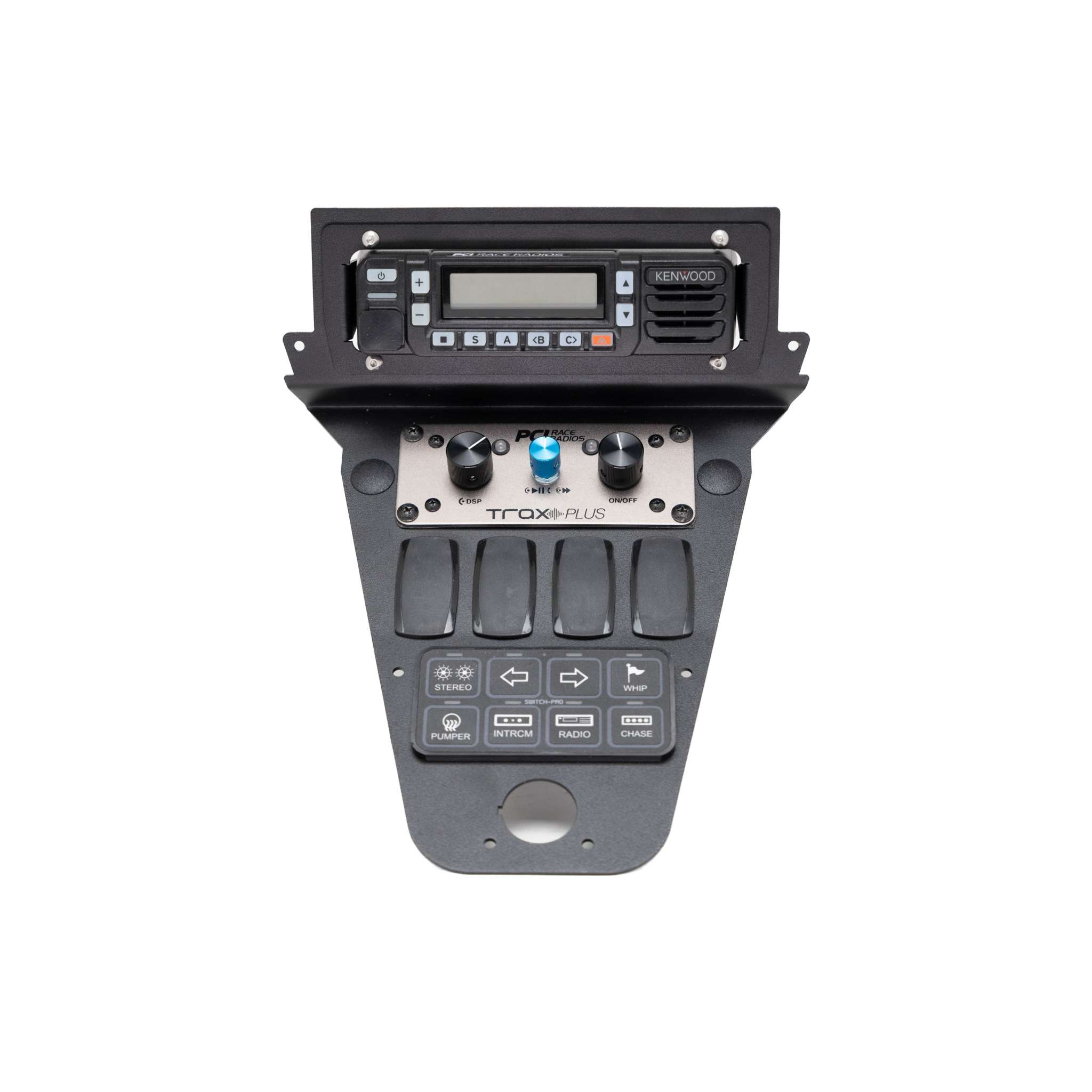 RZR Pro R radio and intercom bracket compatible with Icom and Kenwood radios for off-road use