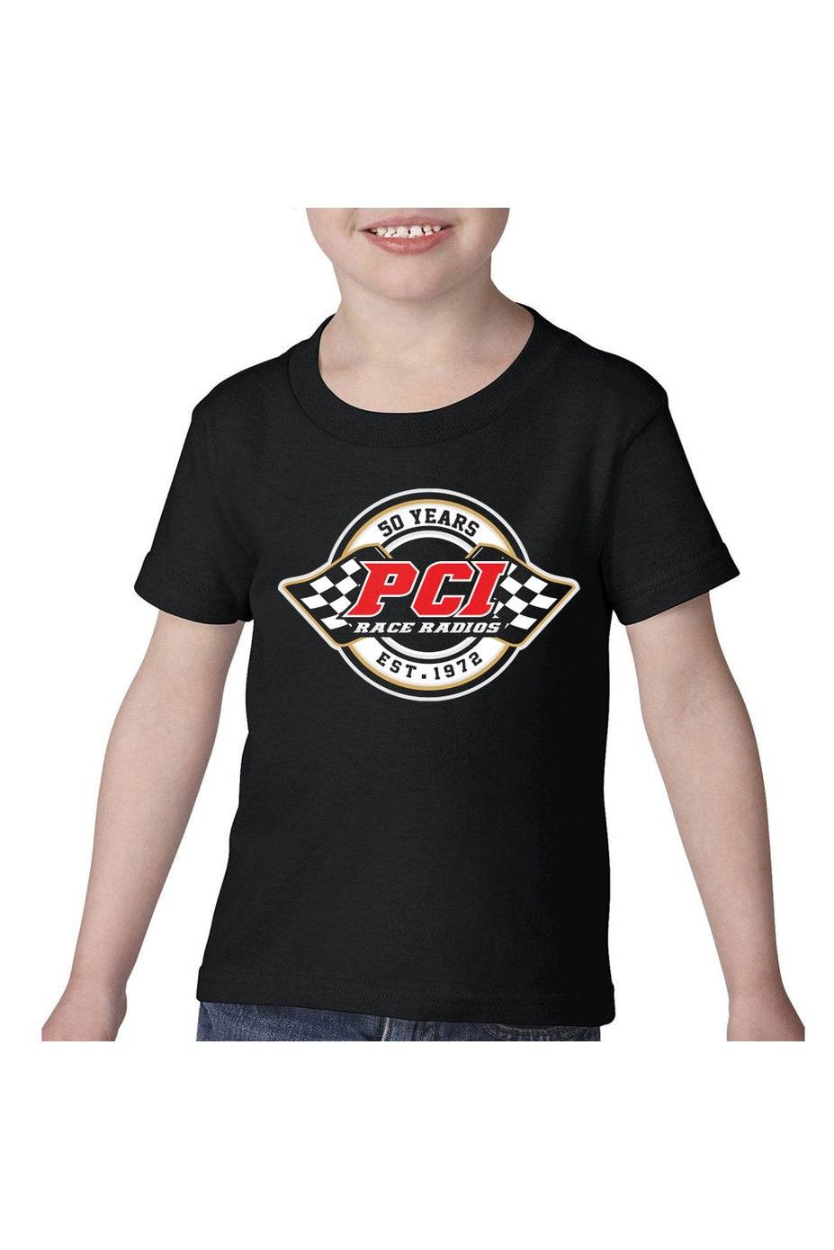 50th Youth Shirt with 50th logo in black, classic fit, 100% cotton