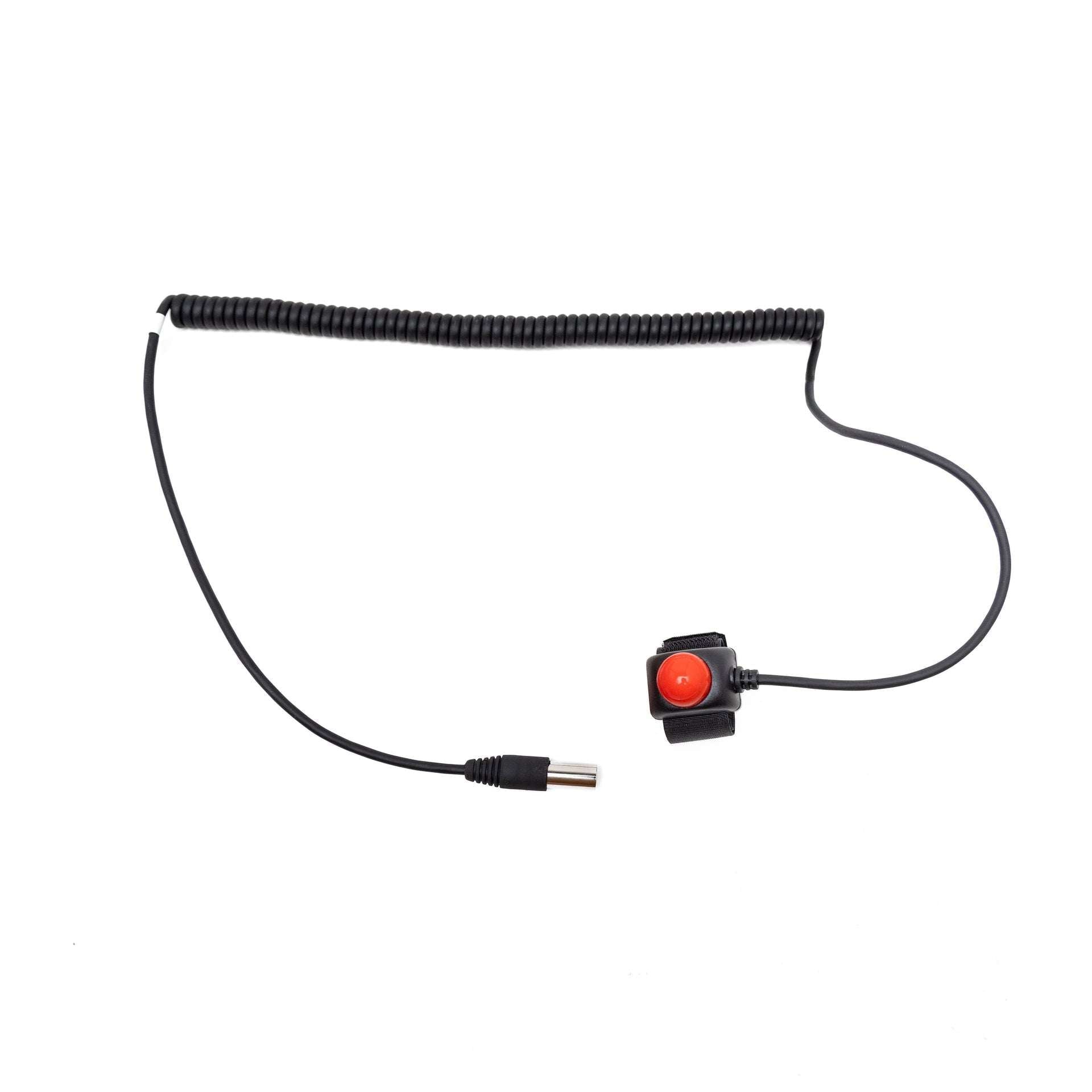 Velcro Mount Male PTT push to talk button with coil cord and male pins for race vehicles