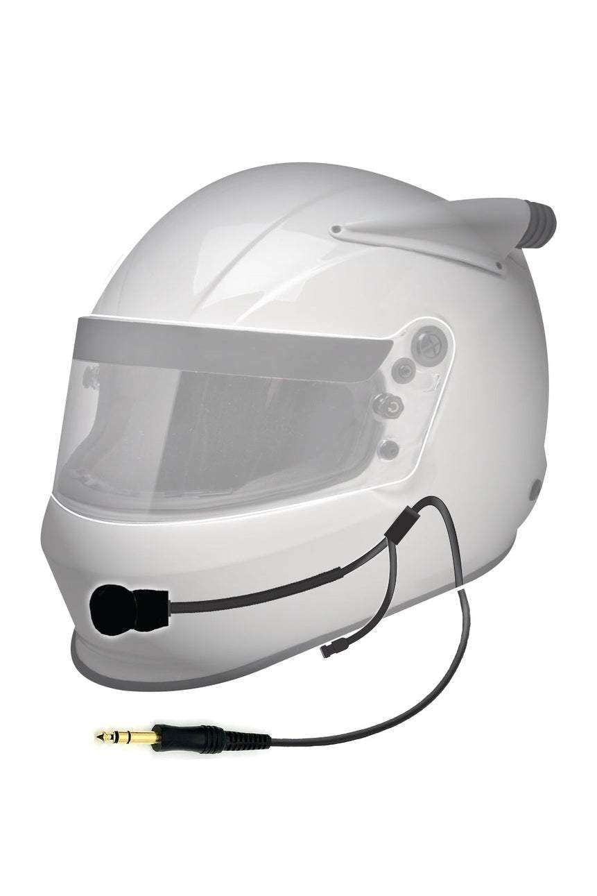 Nascar Helmet Wiring Kit with flexible boom microphone and earbud jack.