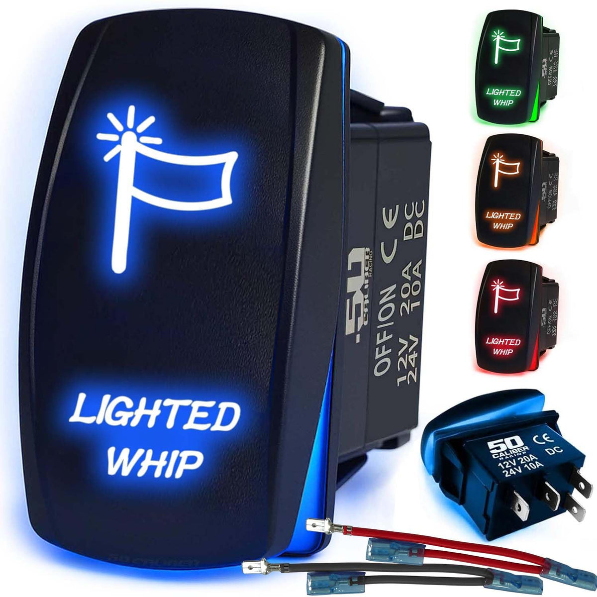 Waterproof Rocker Switch 12v ON/Off, LED Backlit with Etched Design w/Toggle Switch 12v - UTV, Auto, Boat 20A Variation