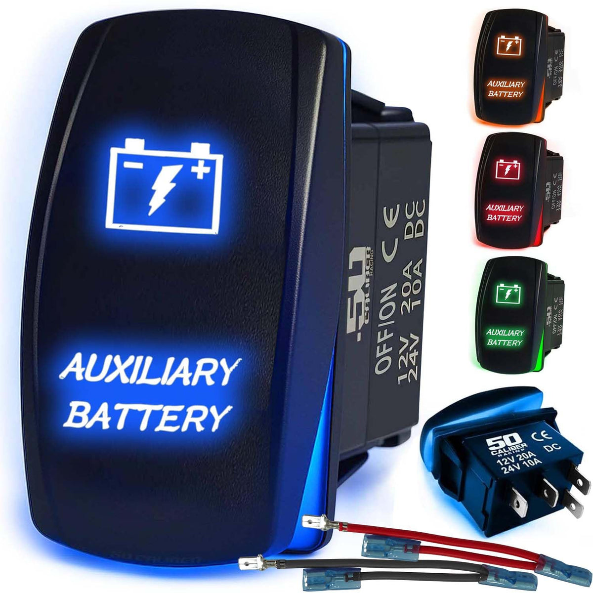 Waterproof Rocker Switch 12v ON/Off, LED Backlit with Etched Design w/Toggle Switch 12v - UTV, Auto, Boat 20A Variation