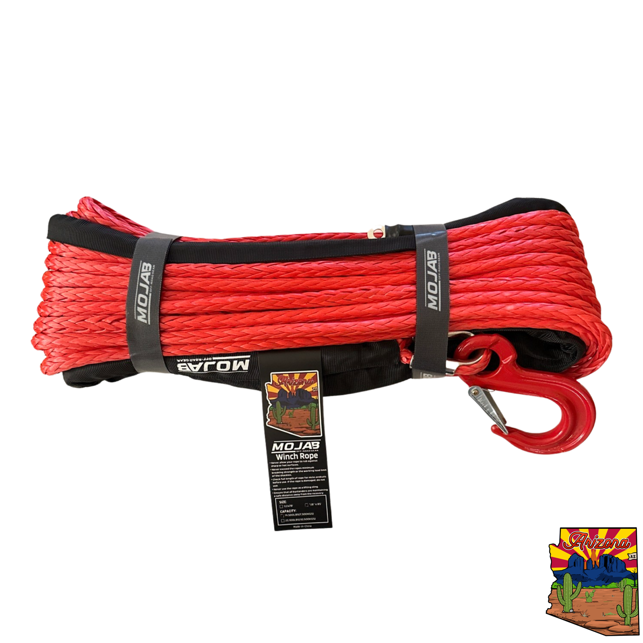 Synthetic Winch Rope - 3/8'' x 85 FT. | Forged Hook - Durable