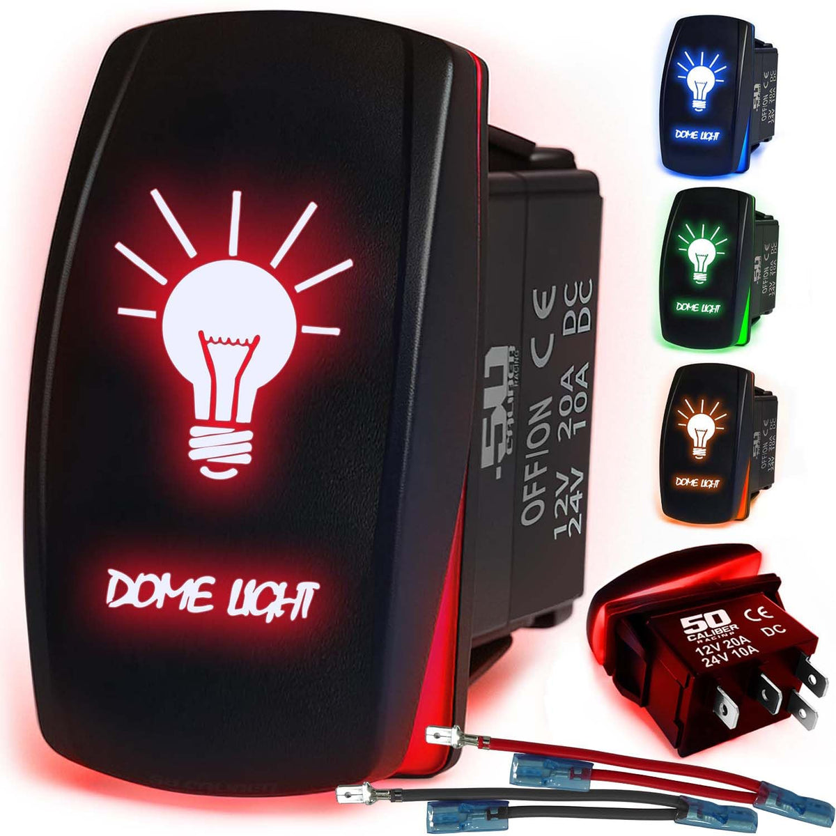 Waterproof Rocker Switch 12v ON/Off, LED Backlit with Etched Design w/Toggle Switch 12v - UTV, Auto, Boat 20A Variation