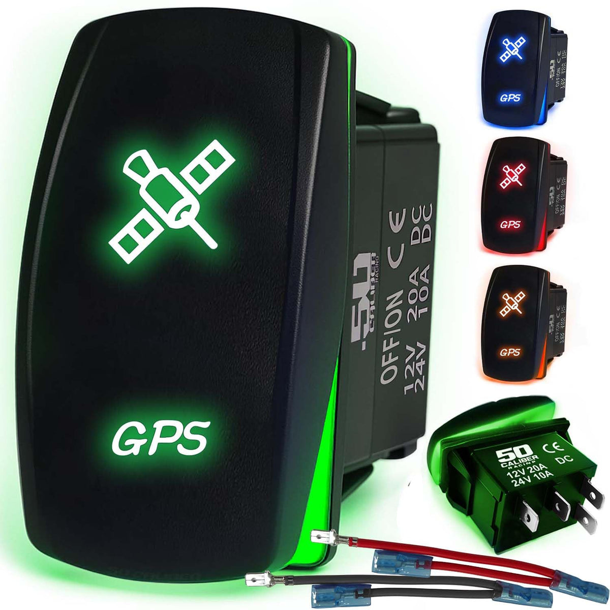 Waterproof Rocker Switch 12v ON/Off, LED Backlit with Etched Design w/Toggle Switch 12v - UTV, Auto, Boat 20A Variation