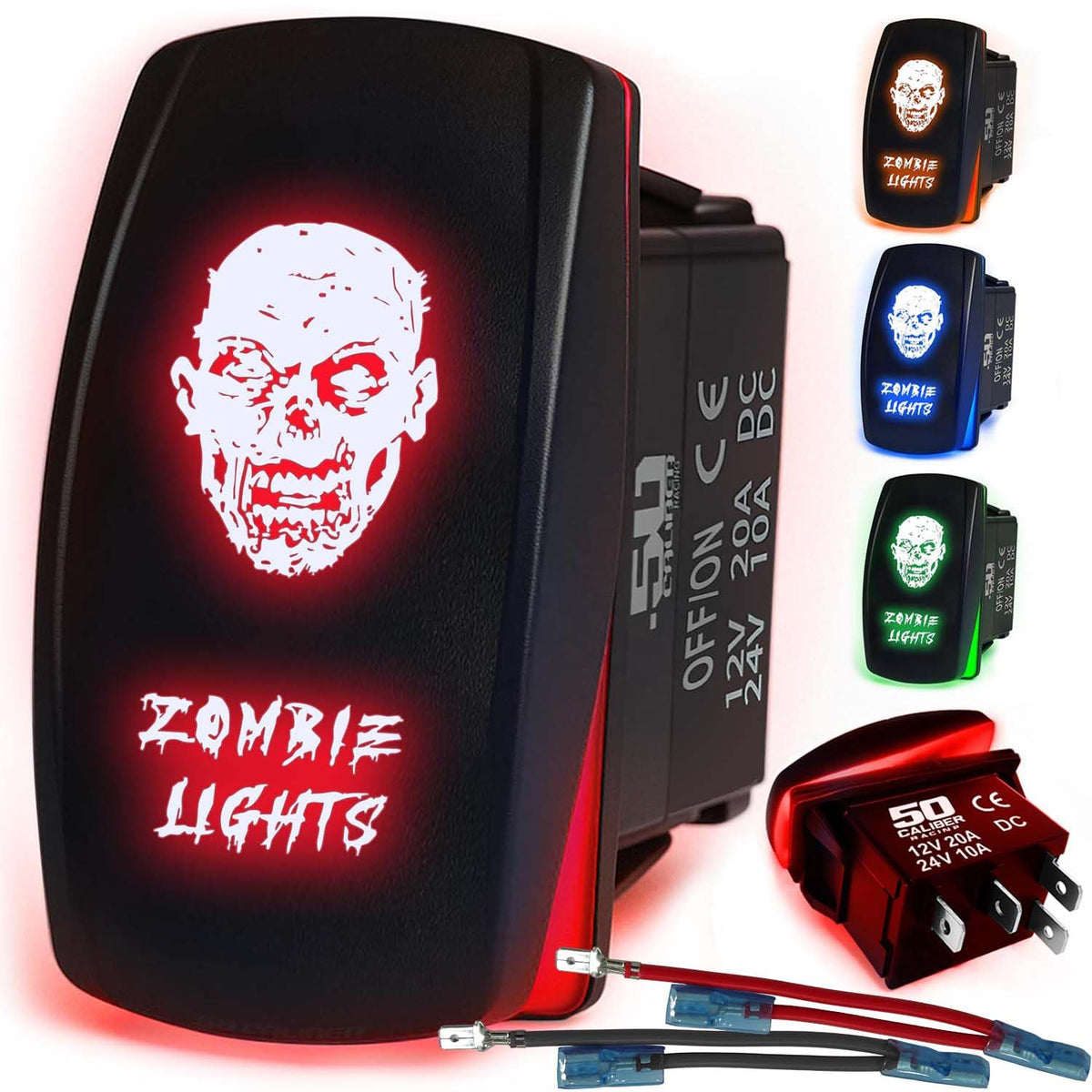 Waterproof Funny Rocker Switch 12v ON/Off, LED Backlit with Etched Design w/Toggle Switch 12v - UTV, Auto, Boat 20A Variation