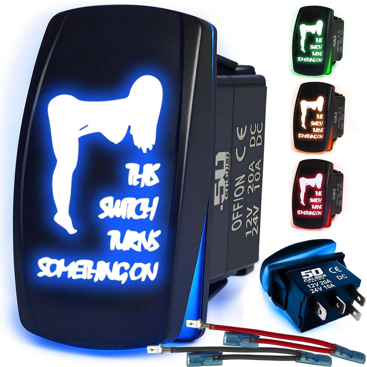 Waterproof Funny Rocker Switch 12v ON/Off, LED Backlit with Etched Design w/Toggle Switch 12v - UTV, Auto, Boat 20A Variation