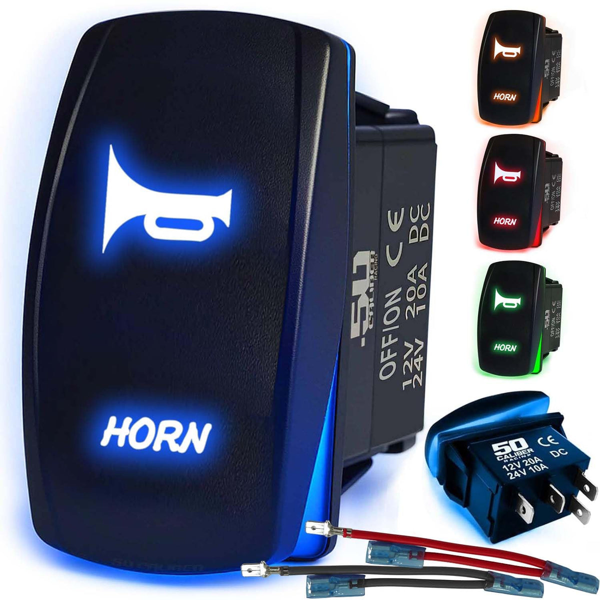 Waterproof Rocker Switch 12v ON/Off, LED Backlit with Etched Design w/Toggle Switch 12v - UTV, Auto, Boat 20A Variation