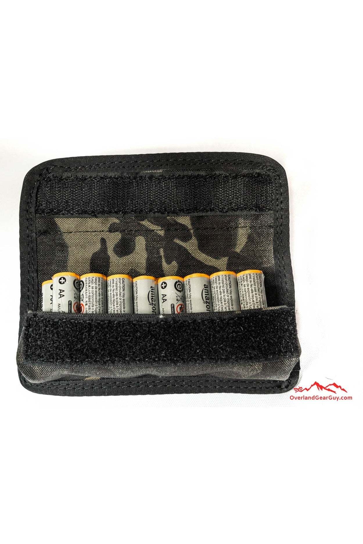 Compact durable battery storage pouch with multiple compartments and velcro closure for organization and protection