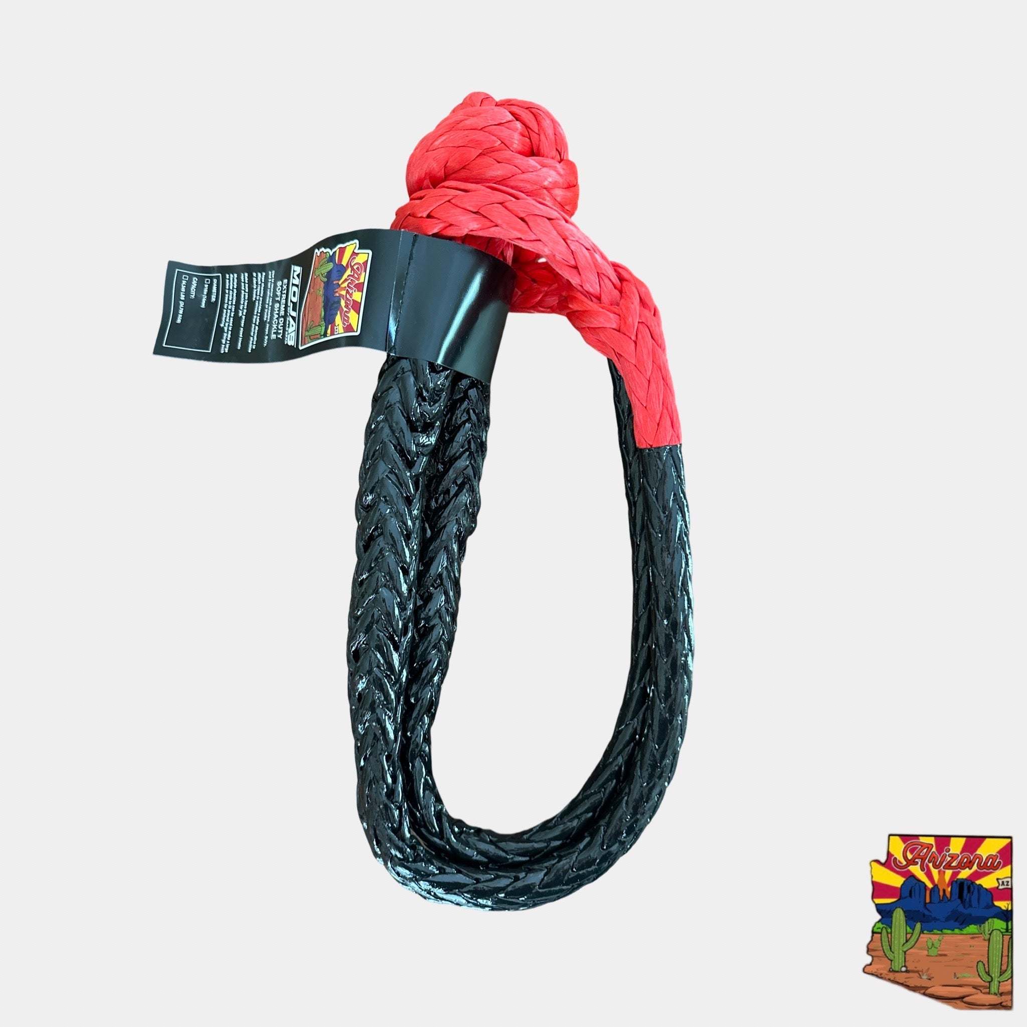 Extreme duty soft shackle 9/16 inch x 31.5 inch in red and black, strong and durable with 54,340 lbs break strength