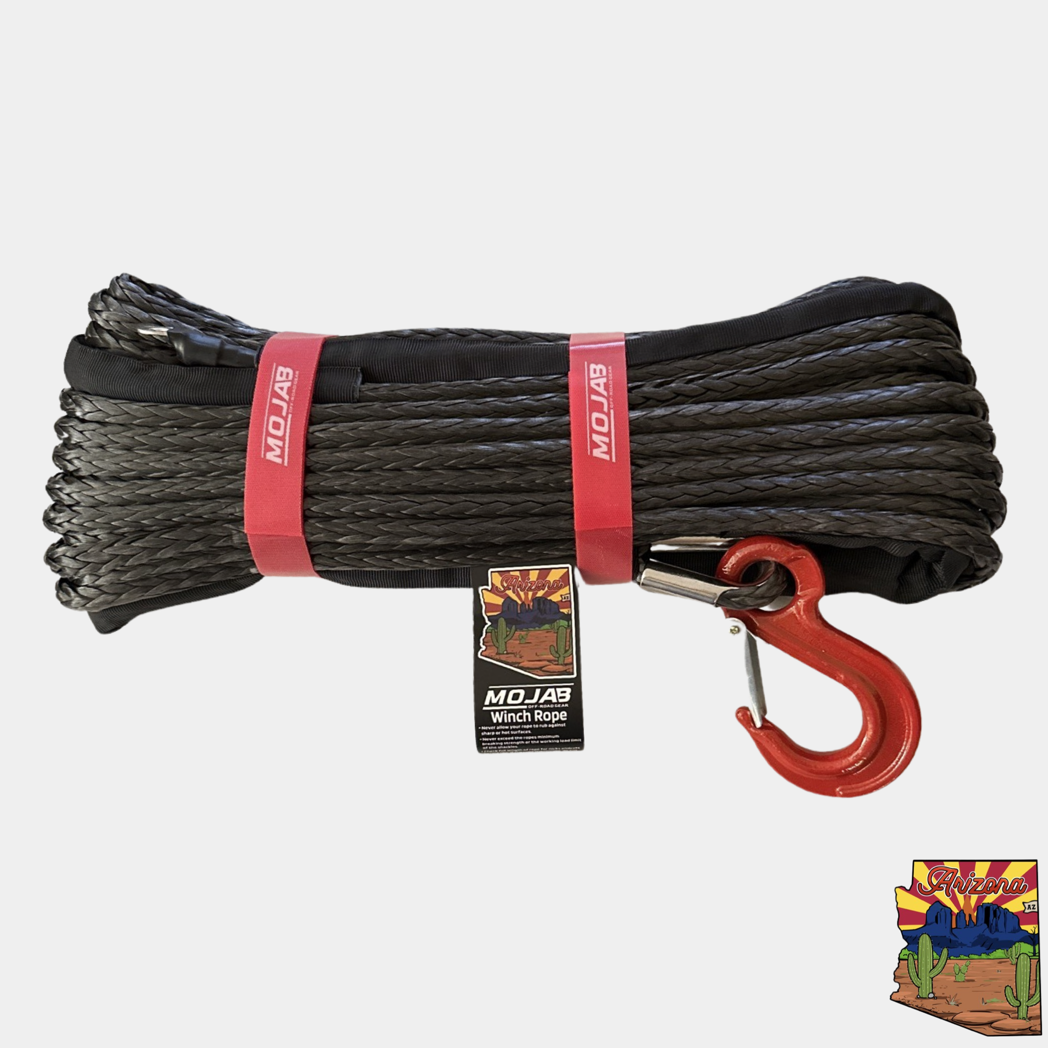 Synthetic Winch Rope - 3/8'' x 85 FT. | Forged Hook - Durable