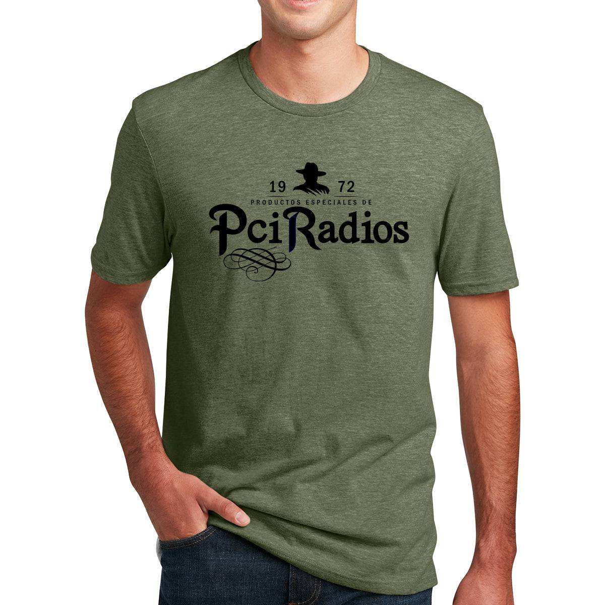 PCI Agave Shirt soft heathered olive tee with iconic tequila logo, 60/40 cotton-poly blend