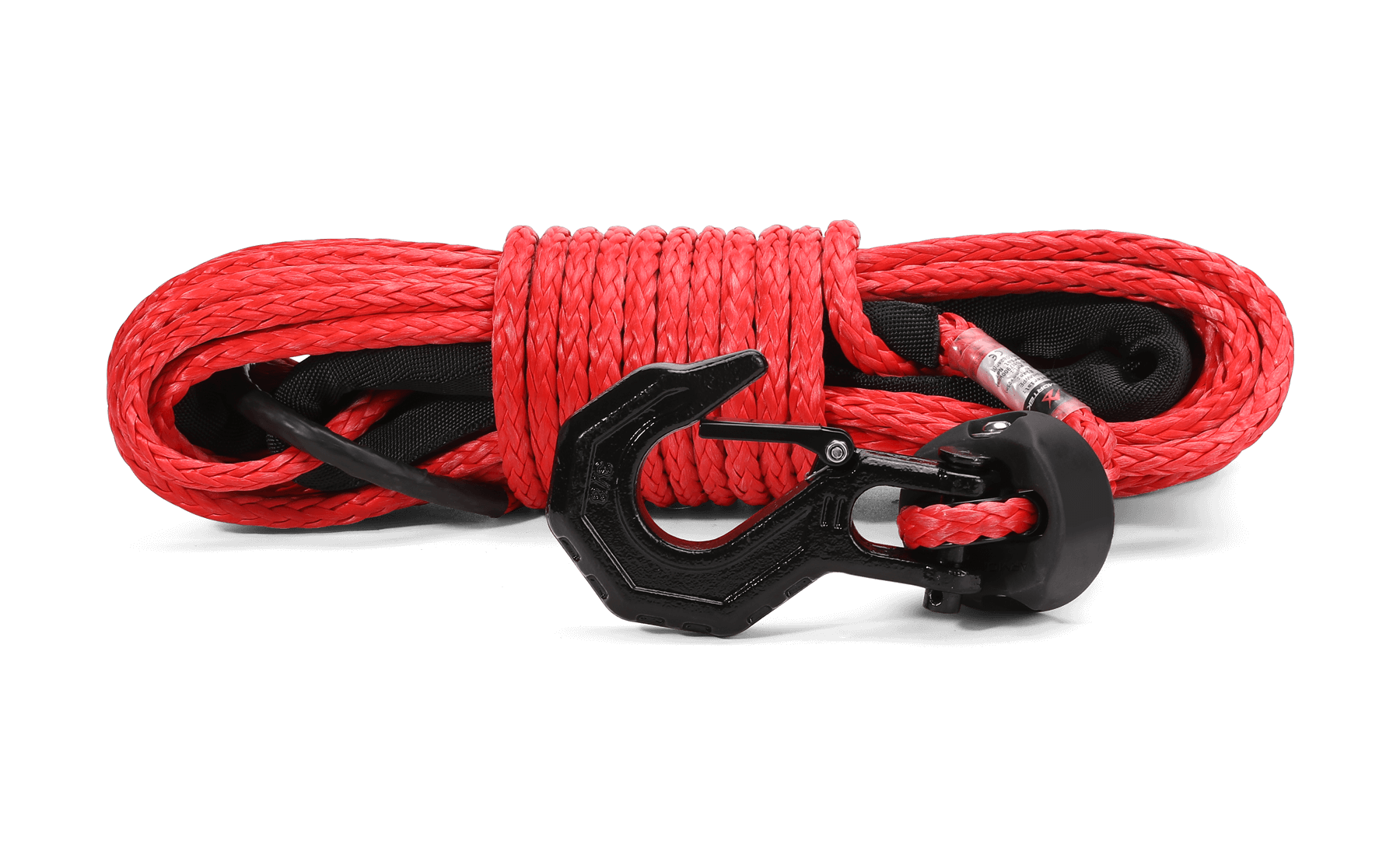Armortek red synthetic winch rope kit with heavy-duty hook, 5/16" x 82' length, abrasion resistant and UV stabilized