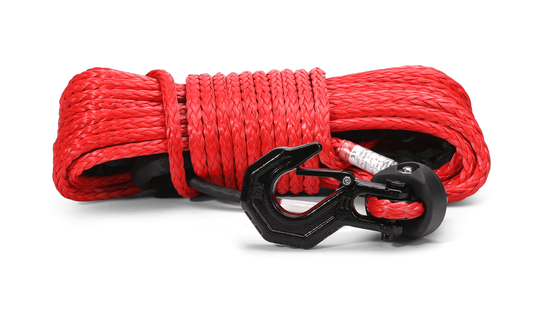 Armortek synthetic winch rope kit 3/8 inch x 82 feet with heavy-duty black hook and abrasion-resistant coating